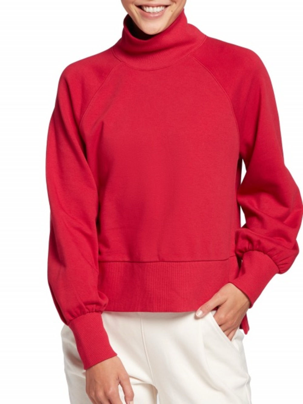 Calia Women's French Terry Mock Neck Pullover - Red - XS